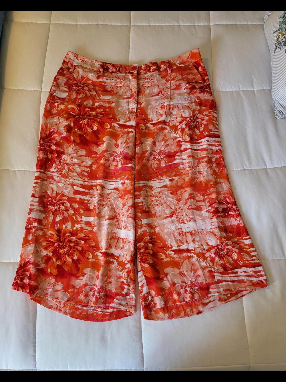 Cato Women's 18W Orange/white Print Gouchos